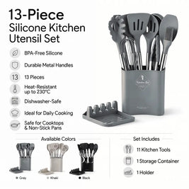 TINEKE 13-piece silicone kitchen utensil set - specifications, available colors, and set contents