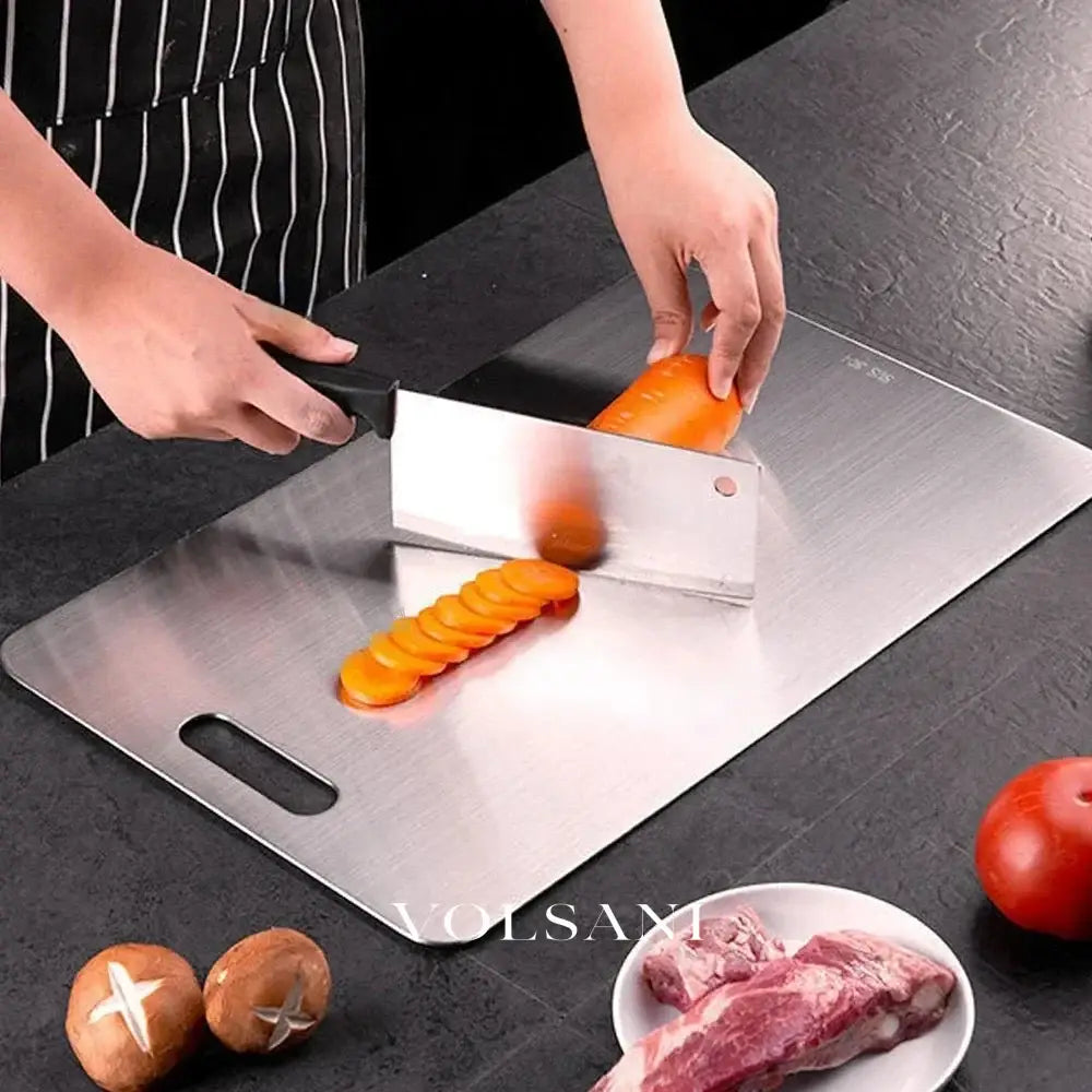 Titanium Cutting Board in Stainless Steel Meat & Vegetable Kitchen Board Stain and Odor Resistant 3 Sizes up to 18in
