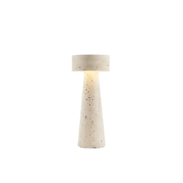 Travertine table lamp on a white background