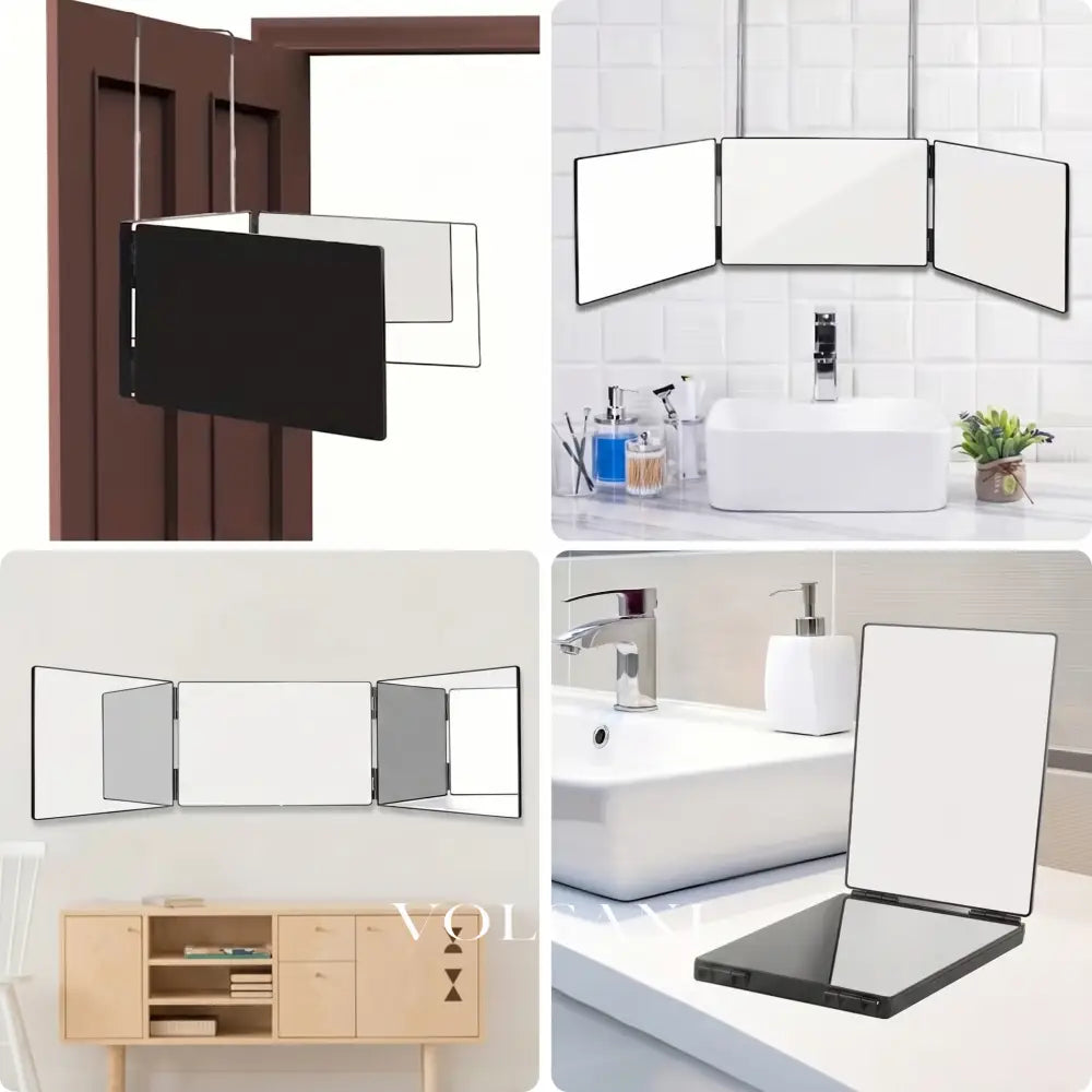 Trifold Folding Mirror with Adjustable Panels Self Haircut & Grooming Mirror Hangs or Stands Folds Flat 49.8in Wide