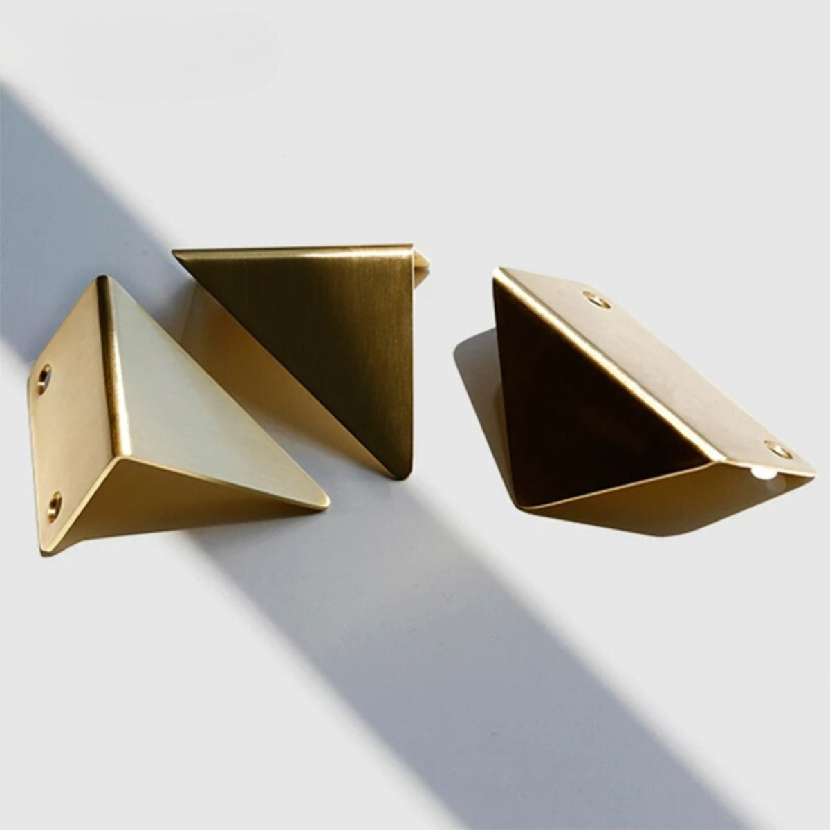 Solid Brass Edge Pull Cabinet Handles, Modern Kitchen & Wardrobe Hardware, Gold or Black, Set of 2, 2.4-3.3in