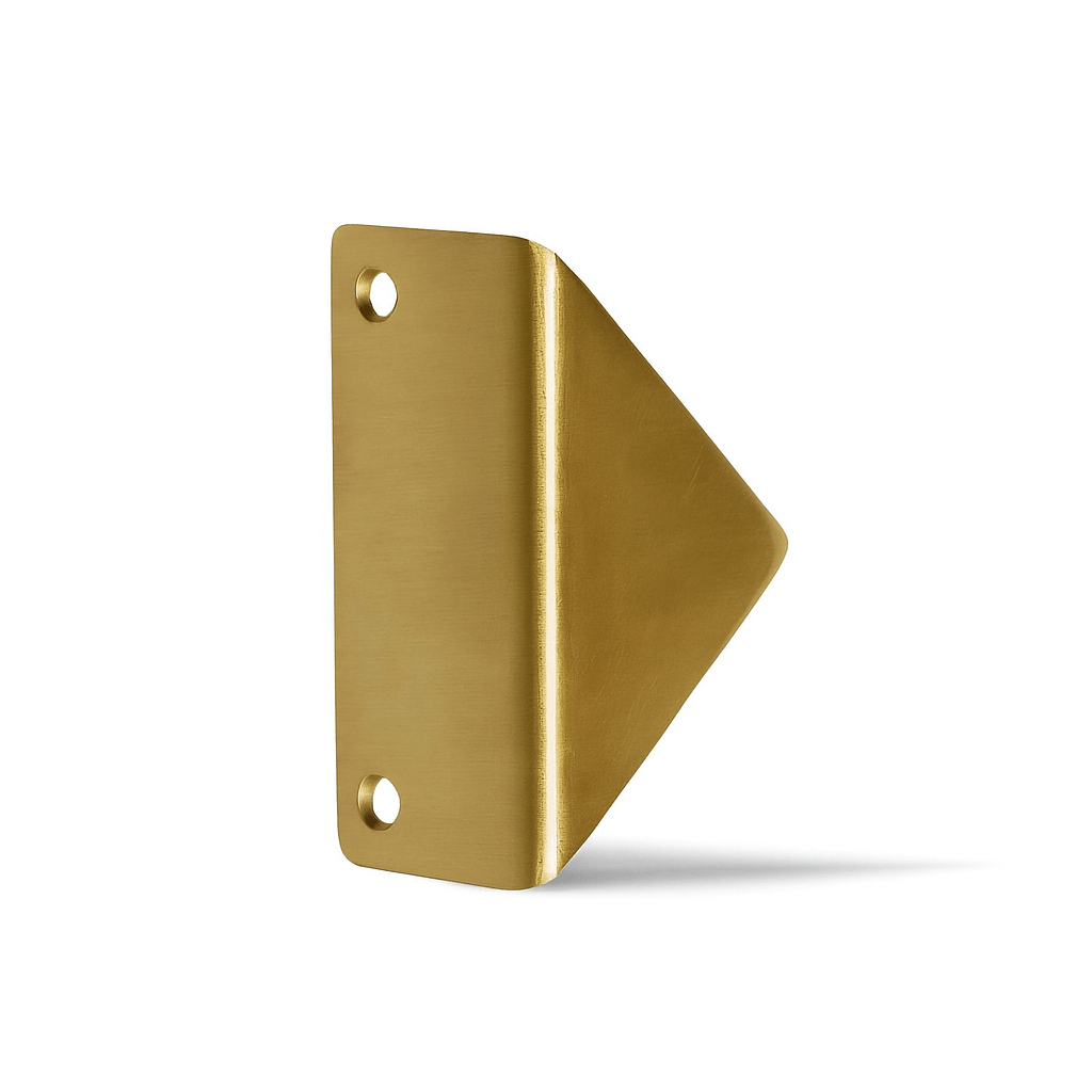 Solid Brass Edge Pull Cabinet Handles, Modern Kitchen & Wardrobe Hardware, Gold or Black, Set of 2, 2.4-3.3in