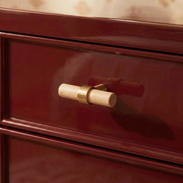 Wood & Brass Cabinet Knobs & Drawer Pull Bars, Scandinavian Kitchen & Wardrobe Hardware, Beech & Walnut Finish, Set of 2, 2.3-12.5in