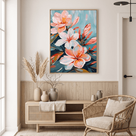 Tropische Magnolia op Teal – Bloemschilderij - Volsani