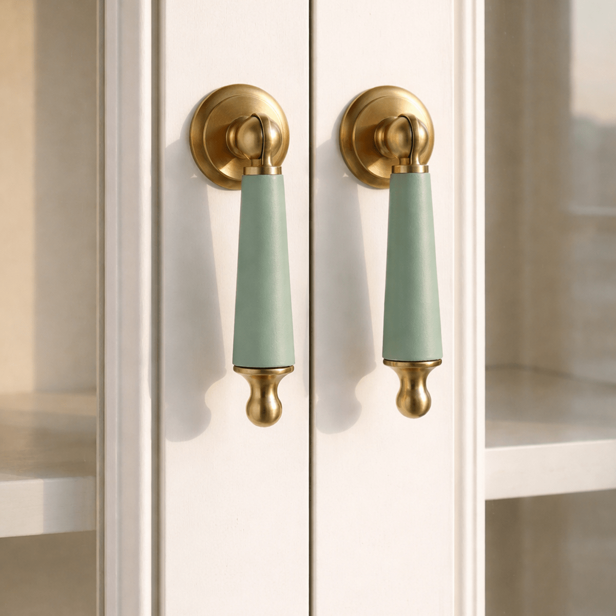 Cowhide & Solid Brass Cabinet Knobs, Modern Kitchen & Wardrobe Hardware, One-of-a-Kind Hide Pattern, Set of 2, 1.2 x 2.8in
