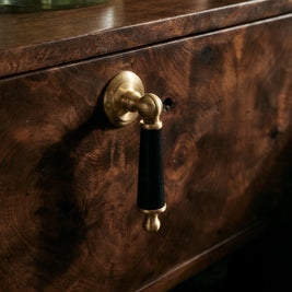 Cowhide & Solid Brass Cabinet Knobs, Modern Kitchen & Wardrobe Hardware, One-of-a-Kind Hide Pattern, Set of 2, 1.2 x 2.8in