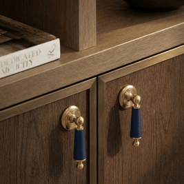 Cowhide & Solid Brass Cabinet Knobs, Modern Kitchen & Wardrobe Hardware, One-of-a-Kind Hide Pattern, Set of 2, 1.2 x 2.8in
