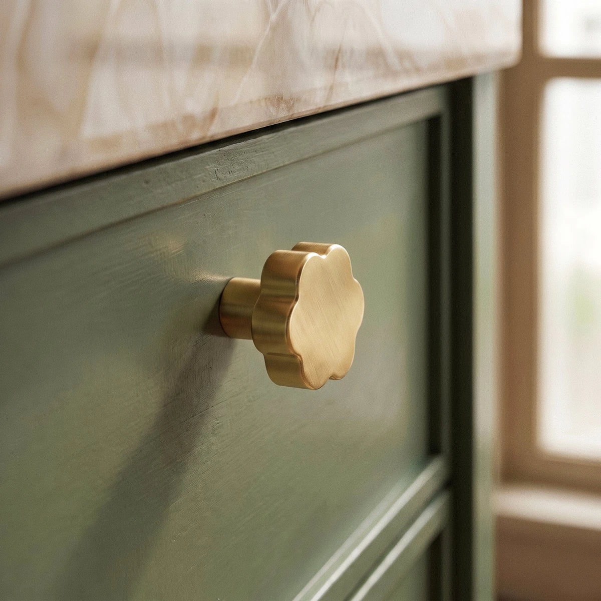Floral Sculpted Cabinet Knobs, Vintage Kitchen & Wardrobe Hardware, Black Brass & Bronze Finishes, Set of 2, 1.1 x 1.1in