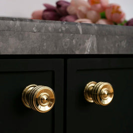 Gold-Finish Cabinet Knobs & Drawer Pull Bars, Modern Kitchen & Dresser Hardware, Ergonomic Grip, Set of 2 Pieces, 1.2-8.8in