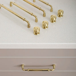 Gold-Finish Cabinet Knobs & Drawer Pull Bars, Modern Kitchen & Dresser Hardware, Ergonomic Grip, Set of 2 Pieces, 1.2-8.8in