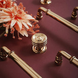 Gold-Finish Cabinet Knobs & Drawer Pull Bars, Modern Kitchen & Dresser Hardware, Ergonomic Grip, Set of 2 Pieces, 1.2-8.8in