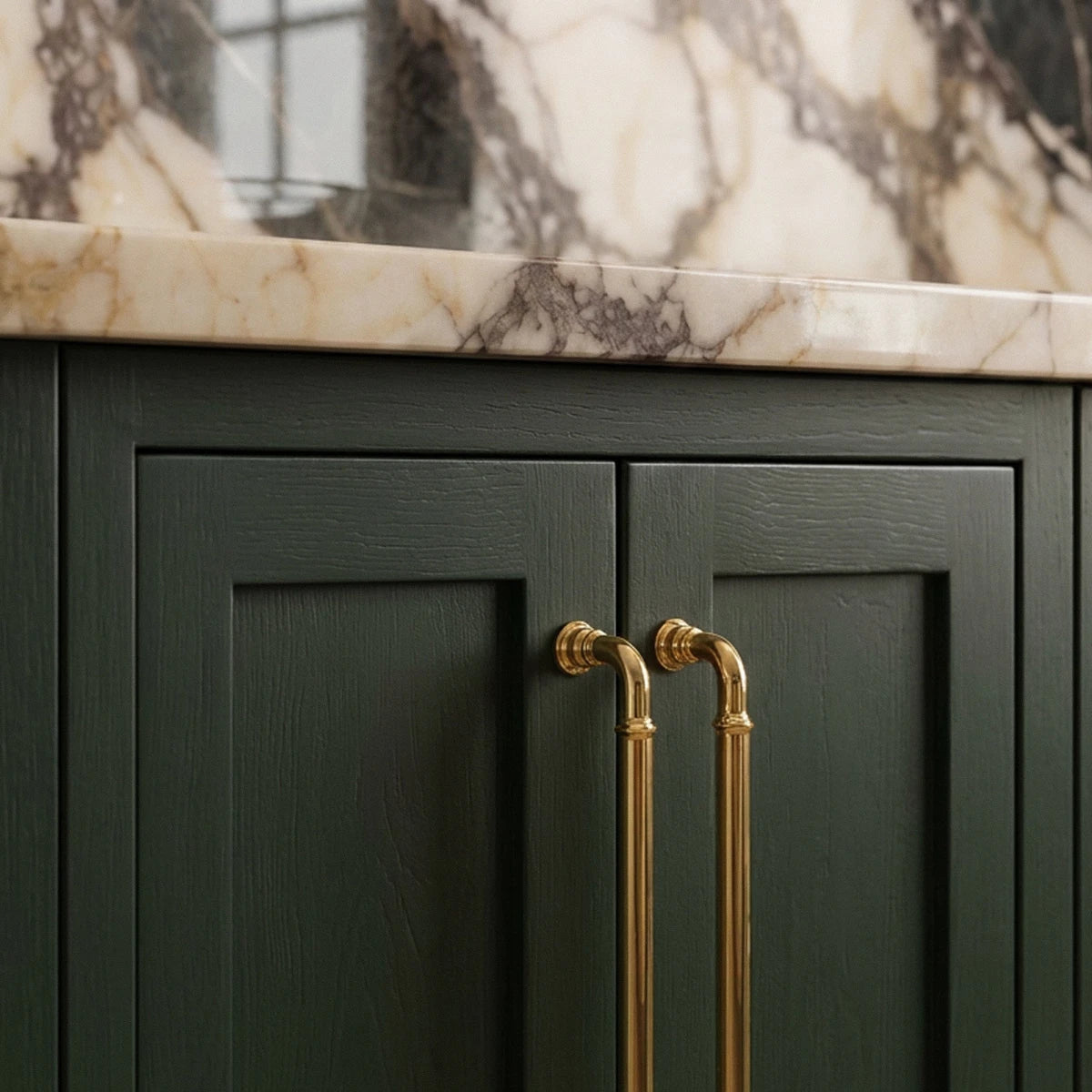 Gold-Finish Cabinet Knobs & Drawer Pull Bars, Modern Kitchen & Dresser Hardware, Ergonomic Grip, Set of 2 Pieces, 1.2-8.8in