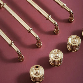 Gold-Finish Cabinet Knobs & Drawer Pull Bars, Modern Kitchen & Dresser Hardware, Ergonomic Grip, Set of 2 Pieces, 1.2-8.8in