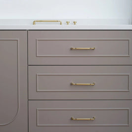 Gold-Finish Cabinet Knobs & Drawer Pull Bars, Modern Kitchen & Dresser Hardware, Ergonomic Grip, Set of 2 Pieces, 1.2-8.8in