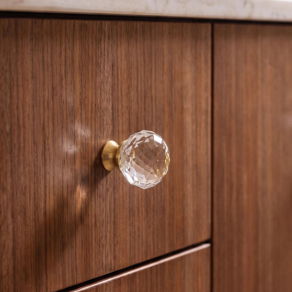 Crystal Ball Cabinet Knobs, Classic Kitchen & Dresser Hardware, Smooth Rounded Grip, Set of 2, 1.2 x 1.6in