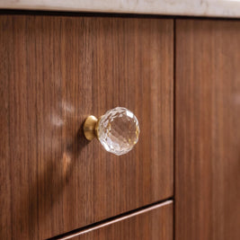 Crystal Ball Cabinet Knobs, Classic Kitchen & Dresser Hardware, Smooth Rounded Grip, Set of 2, 1.2 x 1.6in