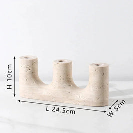 Stone Candle Holder, Vintage Mantel Candlestick, Beige or Brown, 9.6in