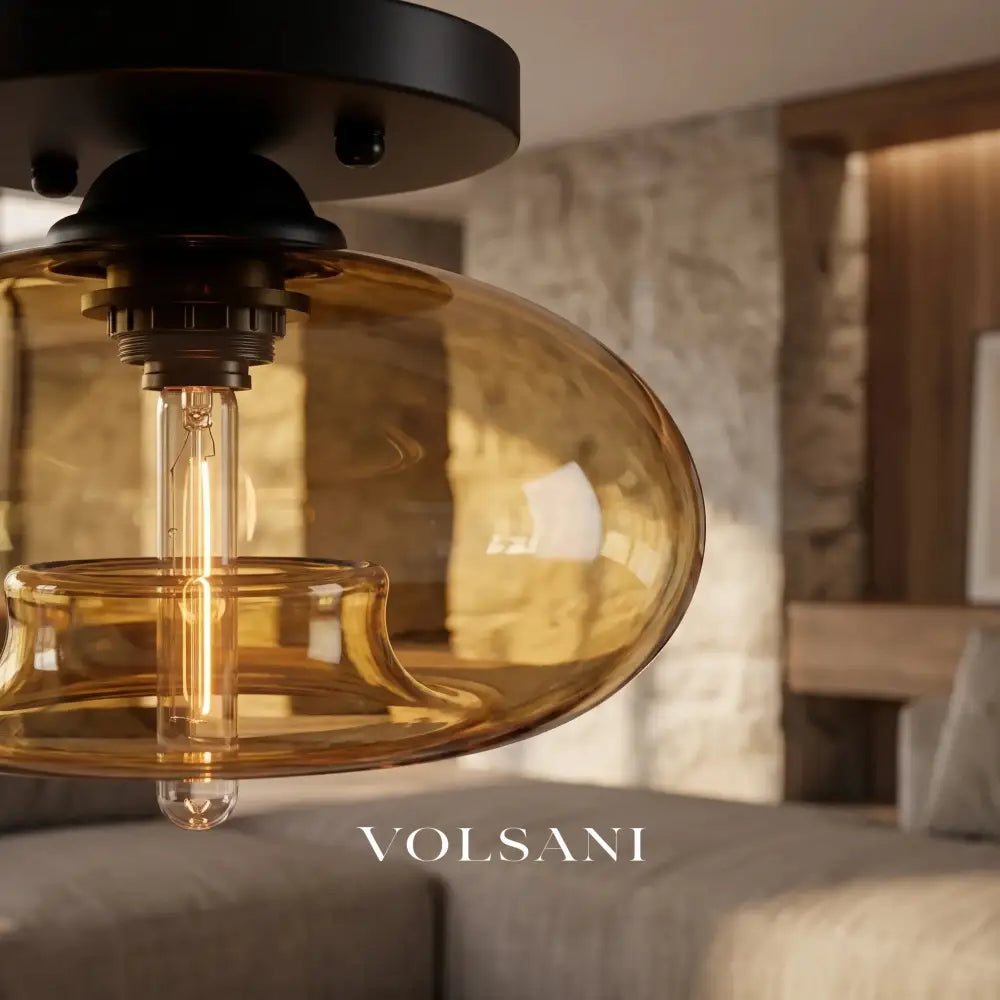 VENLA: Art-Deco Plafonnière met Glazen Bol - Volsani
