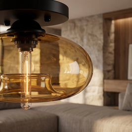 VENLA: Art-Deco Plafonnière met Glazen Bol - Volsani