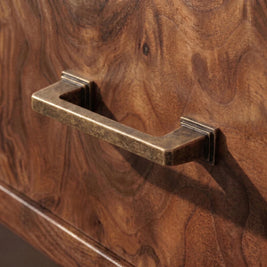 Brass Rectangular Pull Bars, Modern Cabinet & Wardrobe Hardware, Vintage Brass Finish, Set of 2, 3-7.6in