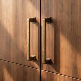 Brass Rectangular Pull Bars, Modern Cabinet & Wardrobe Hardware, Vintage Brass Finish, Set of 2, 3-7.6in
