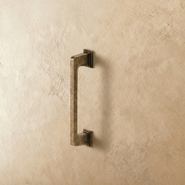 Brass Rectangular Pull Bars, Modern Cabinet & Wardrobe Hardware, Vintage Brass Finish, Set of 2, 3-7.6in