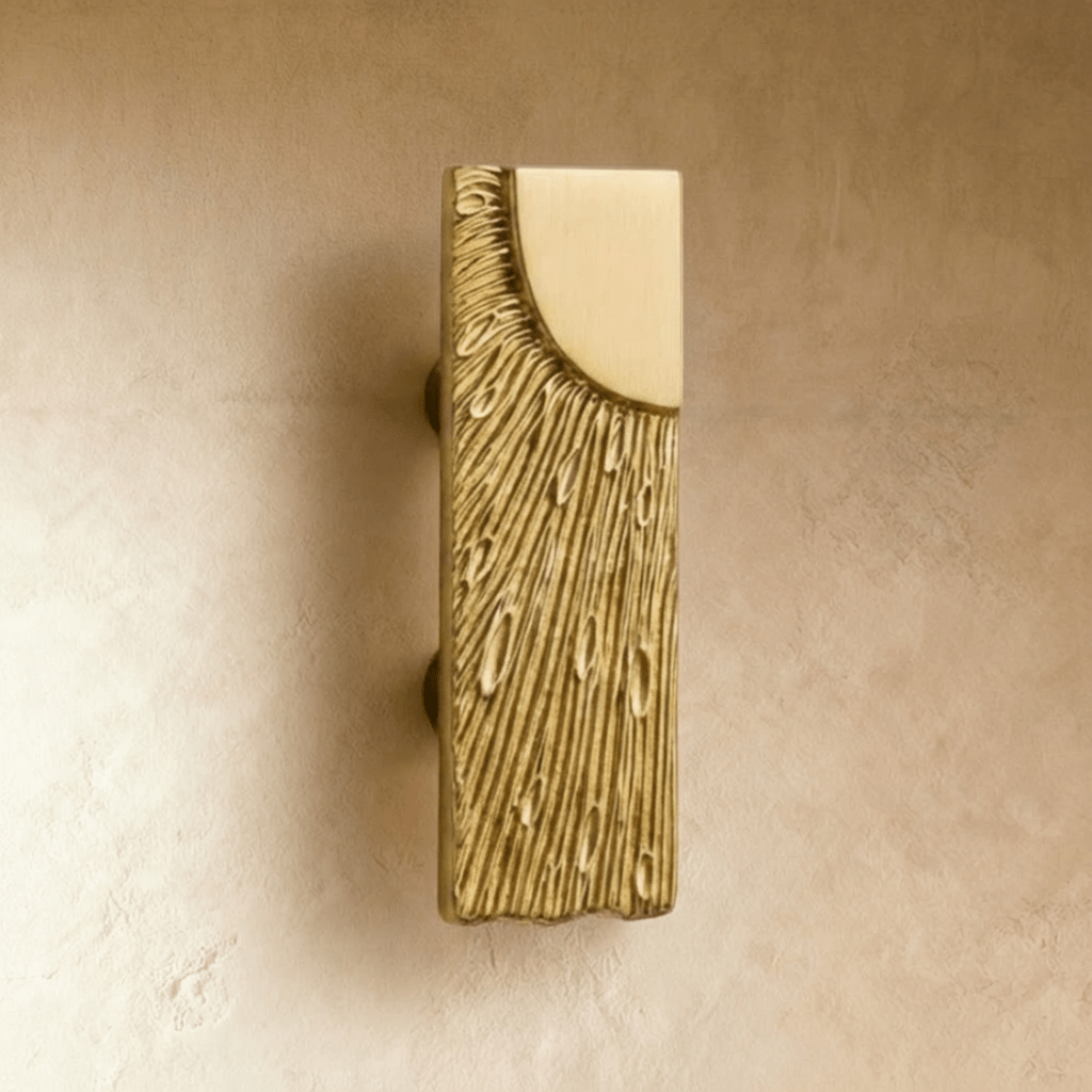 Solid Brass Drawer Pulls, Modern Kitchen & Vanity Hardware, Textured Sculptural Form, Set of 2 Left or Right Facing, 1.2-3.7in