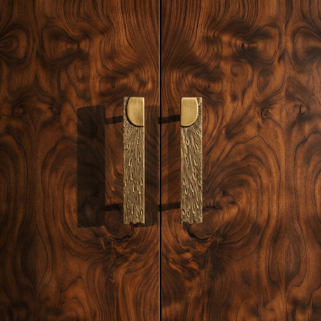 Solid Brass Drawer Pulls, Modern Kitchen & Vanity Hardware, Textured Sculptural Form, Set of 2 Left or Right Facing, 1.2-3.7in
