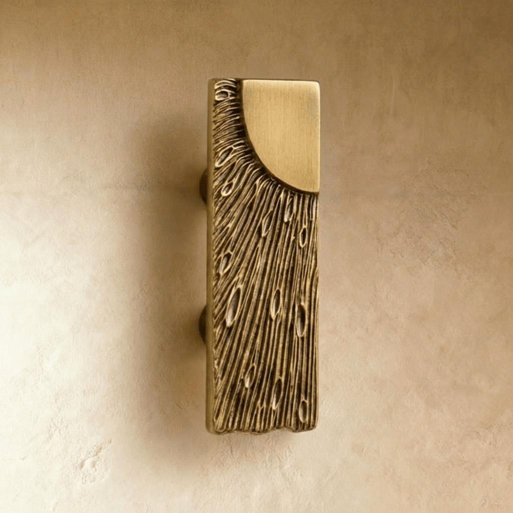 Solid Brass Drawer Pulls, Modern Kitchen & Vanity Hardware, Textured Sculptural Form, Set of 2 Left or Right Facing, 1.2-3.7in