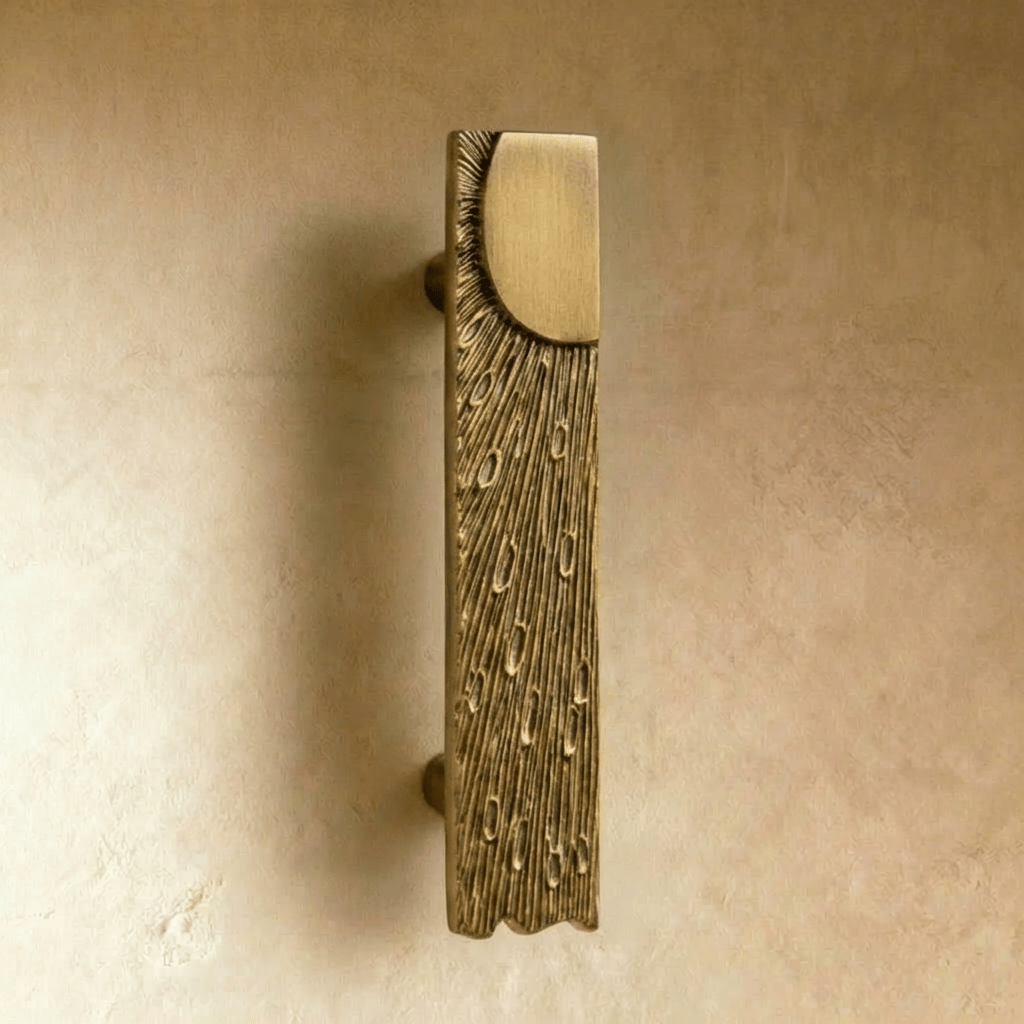 Solid Brass Drawer Pulls, Modern Kitchen & Vanity Hardware, Textured Sculptural Form, Set of 2 Left or Right Facing, 1.2-3.7in