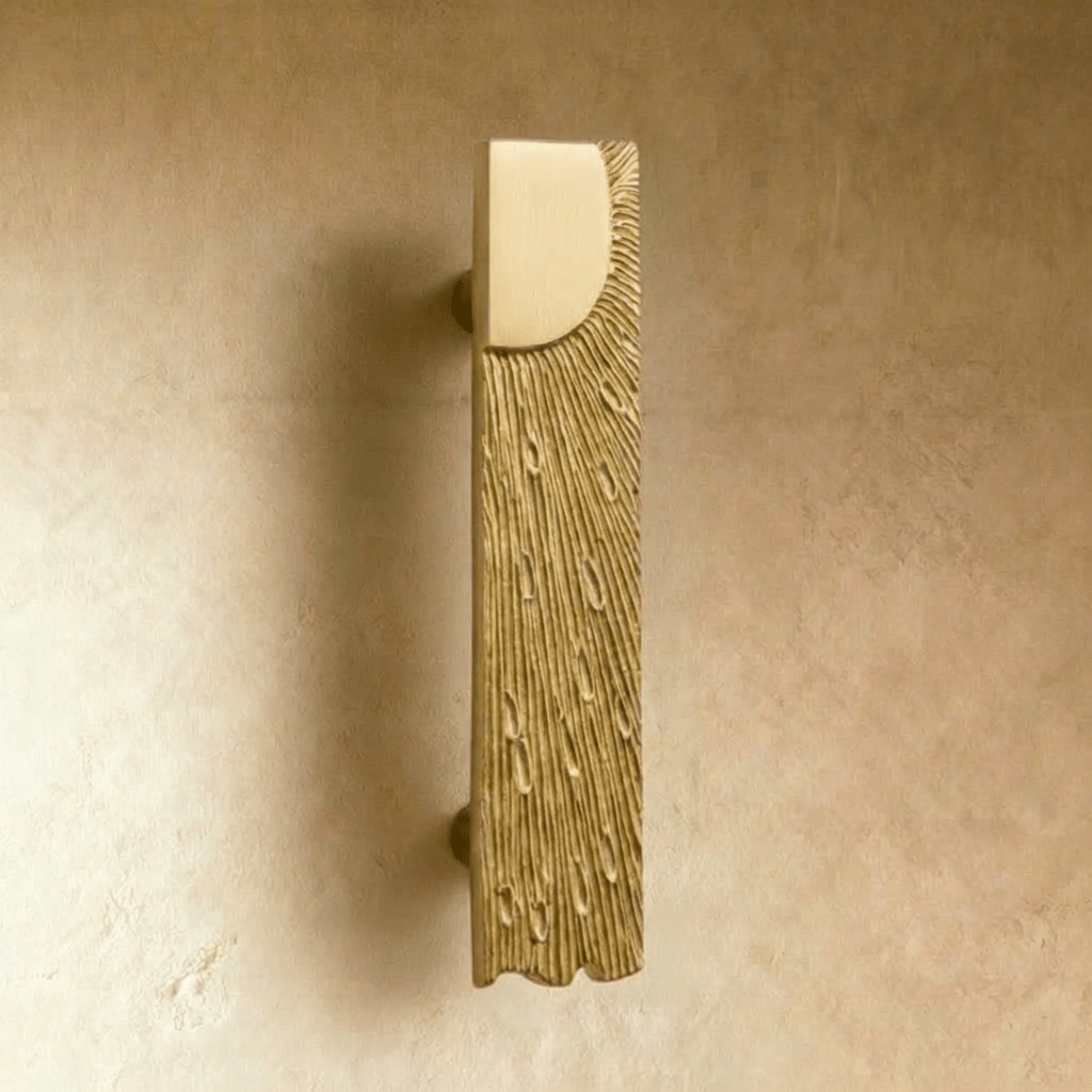 Solid Brass Drawer Pulls, Modern Kitchen & Vanity Hardware, Textured Sculptural Form, Set of 2 Left or Right Facing, 1.2-3.7in