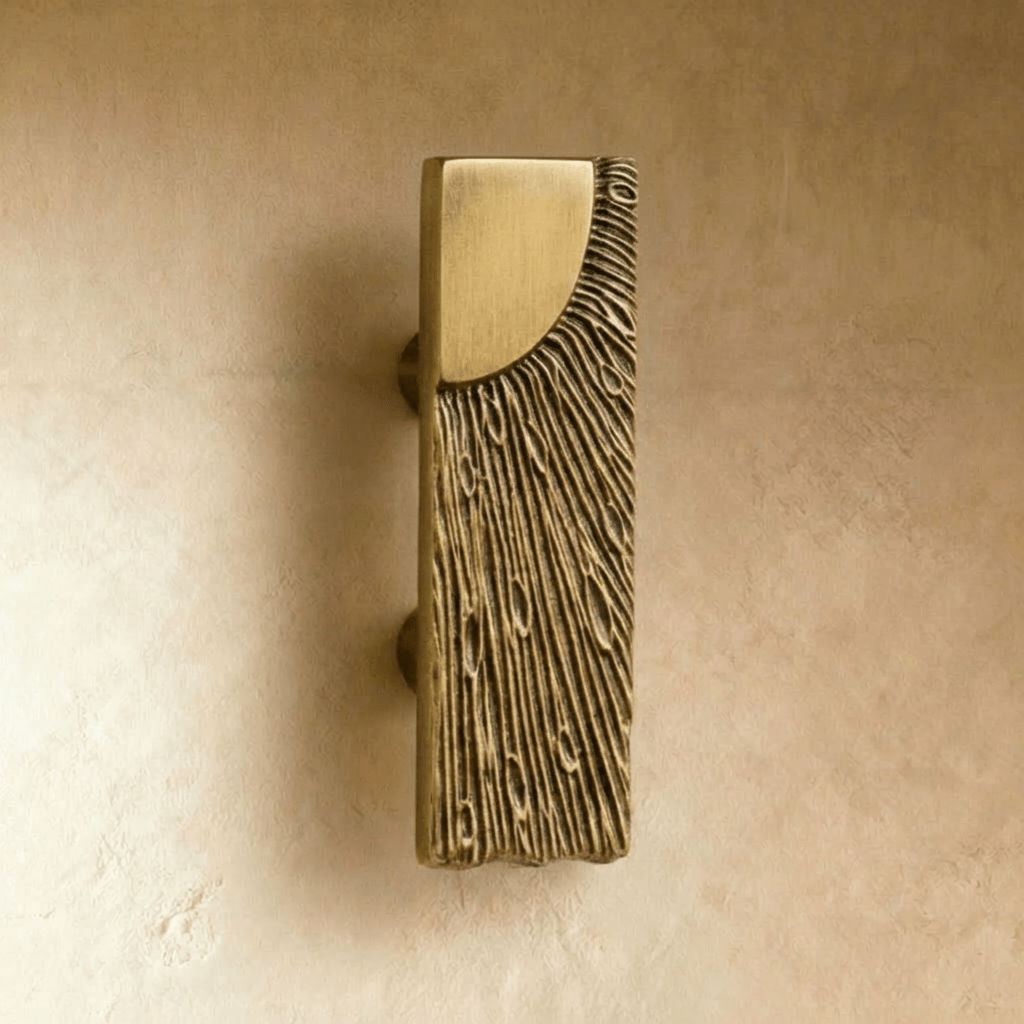 Solid Brass Drawer Pulls, Modern Kitchen & Vanity Hardware, Textured Sculptural Form, Set of 2 Left or Right Facing, 1.2-3.7in
