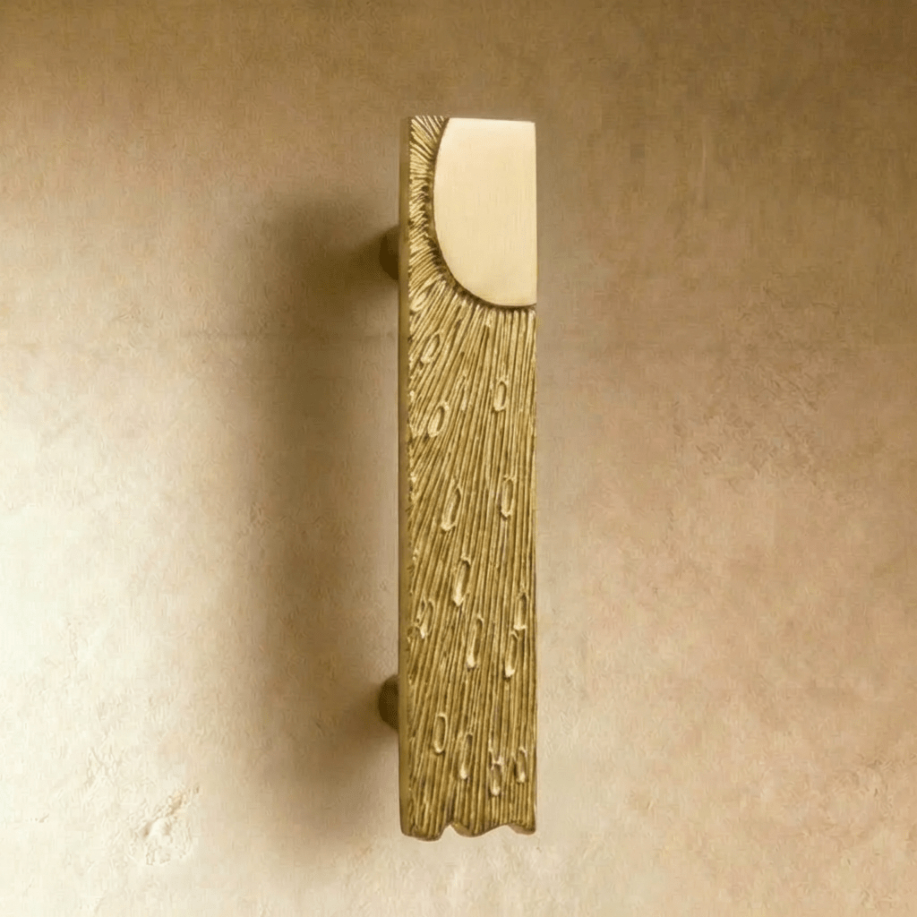 Solid Brass Drawer Pulls, Modern Kitchen & Vanity Hardware, Textured Sculptural Form, Set of 2 Left or Right Facing, 1.2-3.7in