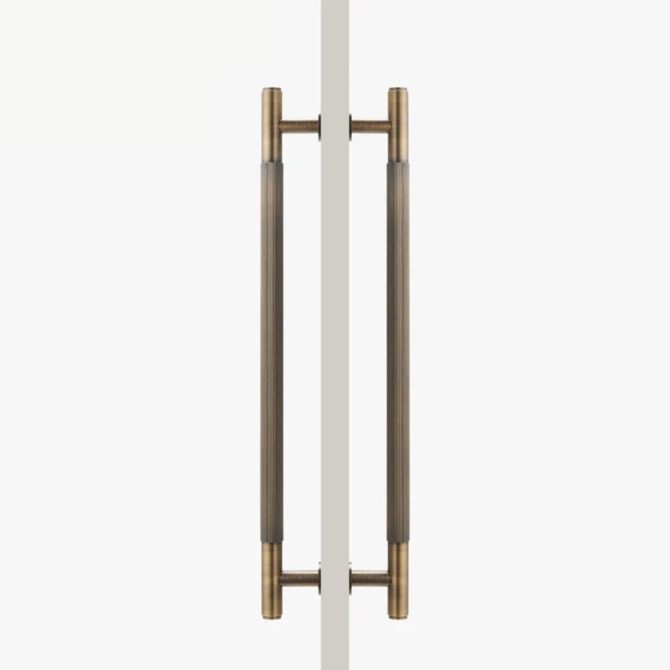 Striped Linear Door Pull Bar, Modern Entry & Interior Door Hardware, Comfortable Ribbed Grip, Single & Double-Sided, 10.8-17.7in