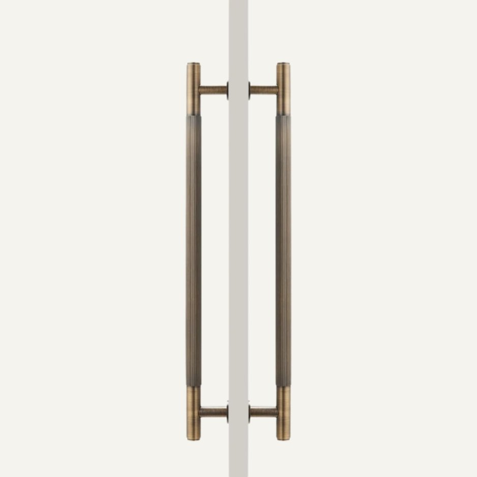 Striped Linear Door Pull Bar, Modern Entry & Interior Door Hardware, Comfortable Ribbed Grip, Single & Double-Sided, 10.8-17.7in