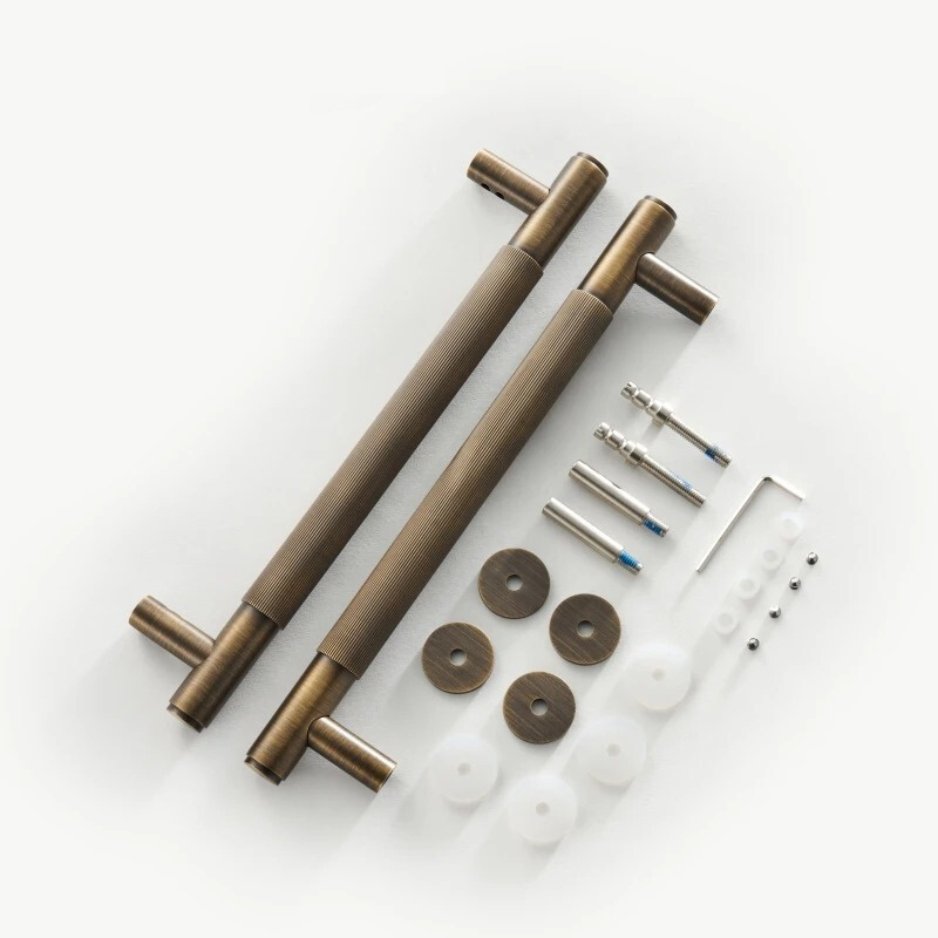 Striped Linear Door Pull Bar, Modern Entry & Interior Door Hardware, Comfortable Ribbed Grip, Single & Double-Sided, 10.8-17.7in