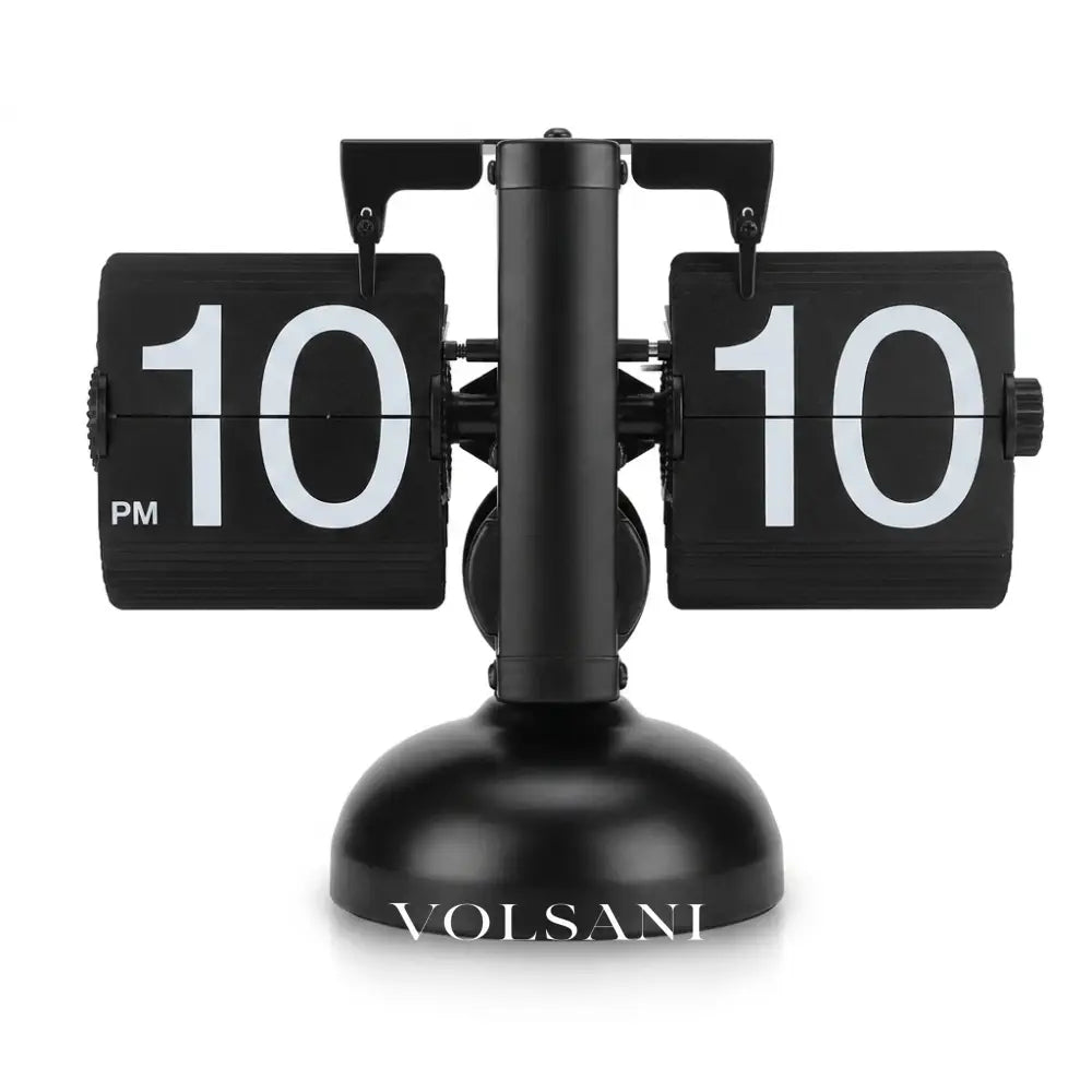DINO vintage flip clock in black upgraded on white background