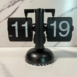 Vintage Flip Clock with Steel Case Retro Desk & Office Table Clock Quartz Flip Down Display 6 Styles 8.3in - Decor >