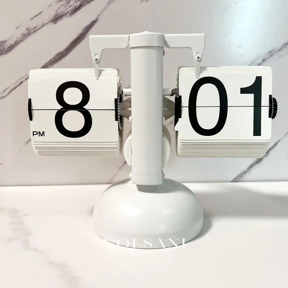 Vintage Flip Clock with Steel Case Retro Desk & Office Table Clock Quartz Flip Down Display 6 Styles 8.3in - Decor >