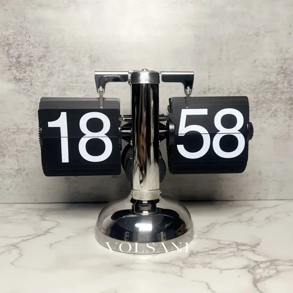 Vintage Flip Clock with Steel Case Retro Desk & Office Table Clock Quartz Flip Down Display 6 Styles 8.3in - Decor >