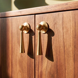 Solid Brass Single-Hole Cabinet Knobs, Timeless Kitchen & Cupboard Hardware, Gold Finish, Set of 2, 1.1-3.5in