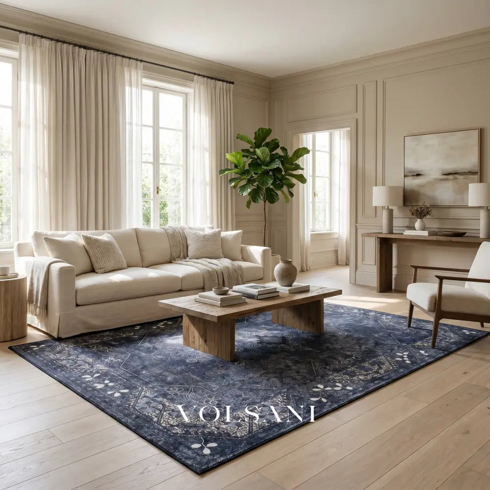 Washable Area Rug with Persian Medallion Machine Washable Living Room & Bedroom Rug Non Slip Low Pile 3x5 and 6x9ft