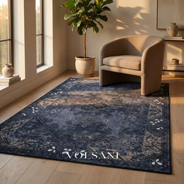 Washable Area Rug with Persian Medallion Machine Washable Living Room & Bedroom Rug Non Slip Low Pile 3x5 and 6x9ft