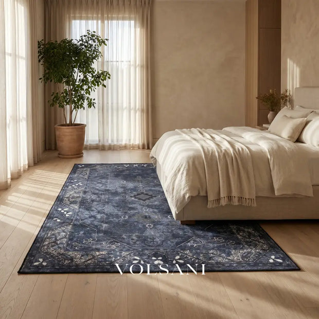 Washable Area Rug with Persian Medallion Machine Washable Living Room & Bedroom Rug Non Slip Low Pile 3x5 and 6x9ft