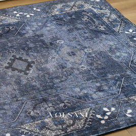 Washable Area Rug with Persian Medallion Machine Washable Living Room & Bedroom Rug Non Slip Low Pile 3x5 and 6x9ft