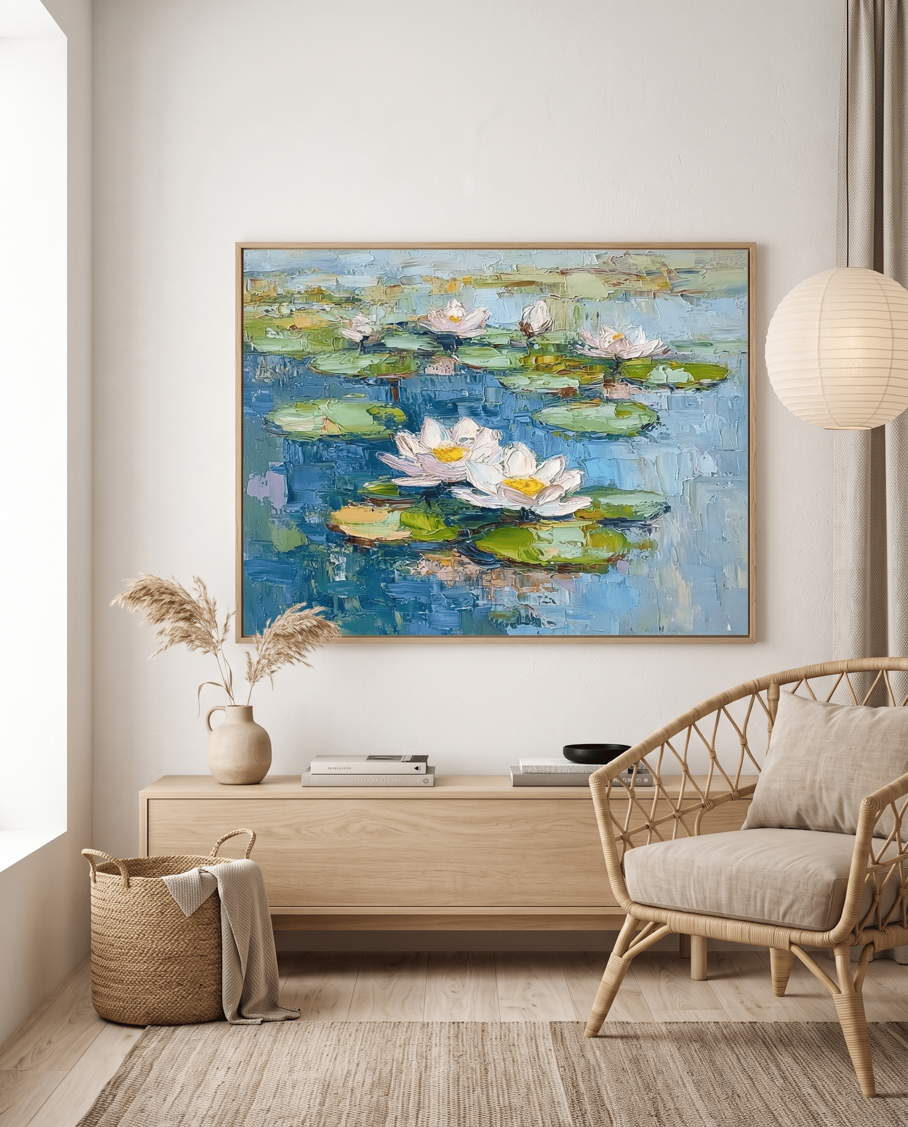 Waterlelies – Impasto Schilderij (Breed, Horizontaal) - Volsani