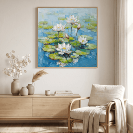 Waterlelies op de Vijver – Impasto Schilderij - Volsani