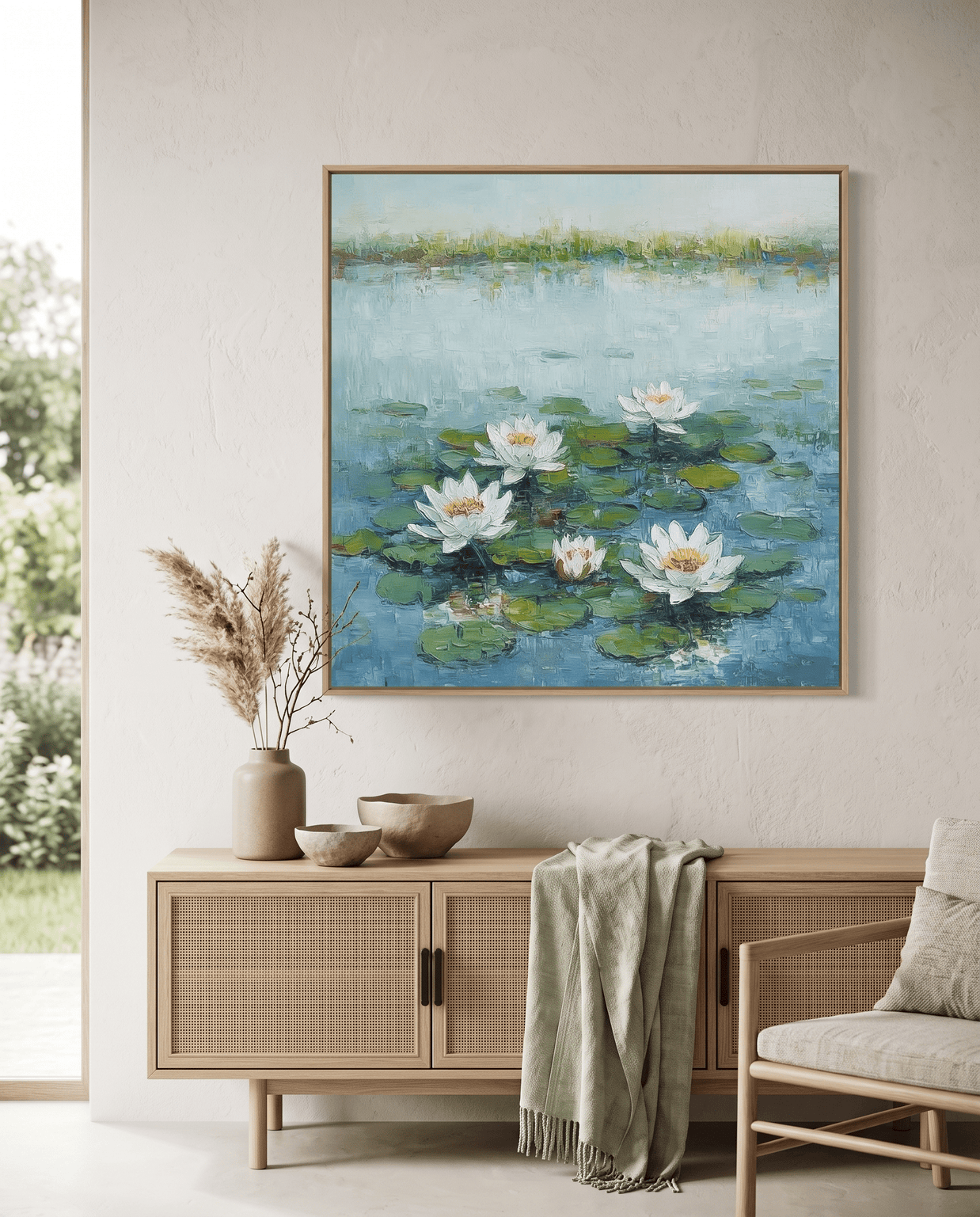 Waterlelies – Sereen Bloemschilderij (Verticaal) - Volsani