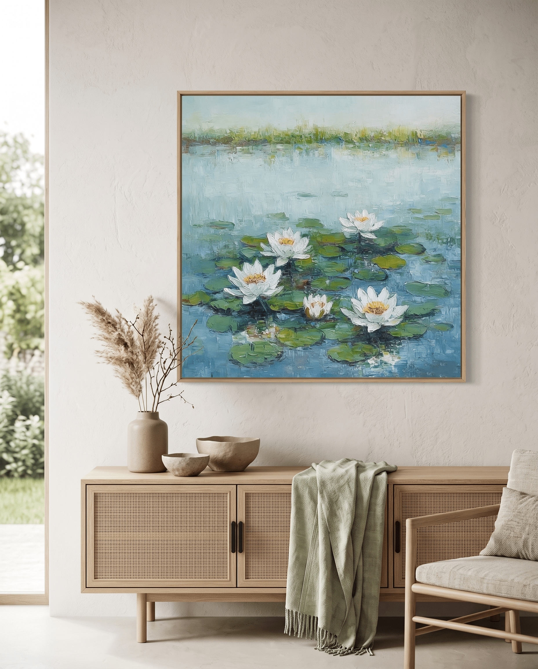 Waterlelies – Sereen Bloemschilderij (Verticaal) - Volsani