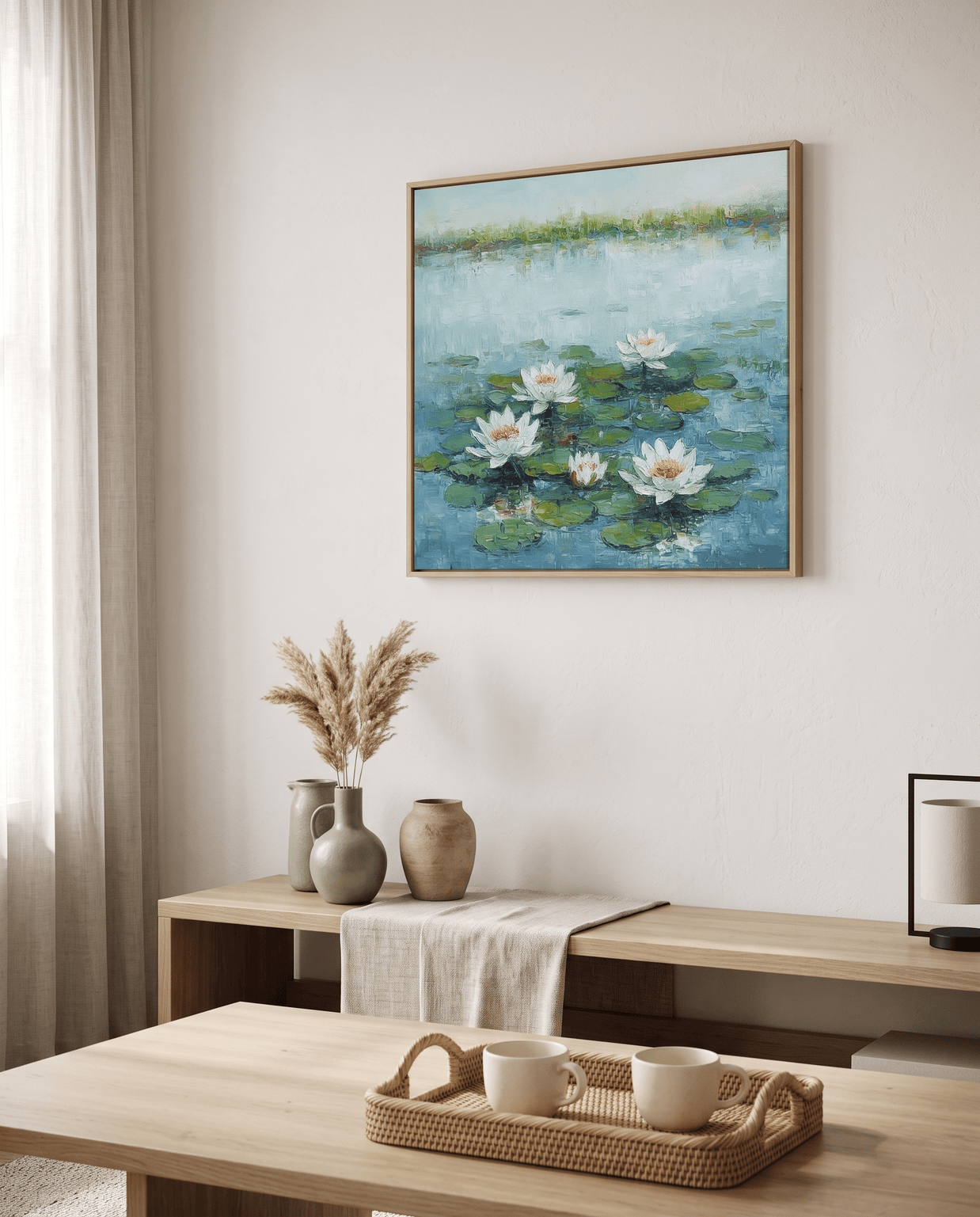 Waterlelies – Sereen Bloemschilderij (Verticaal) - Volsani